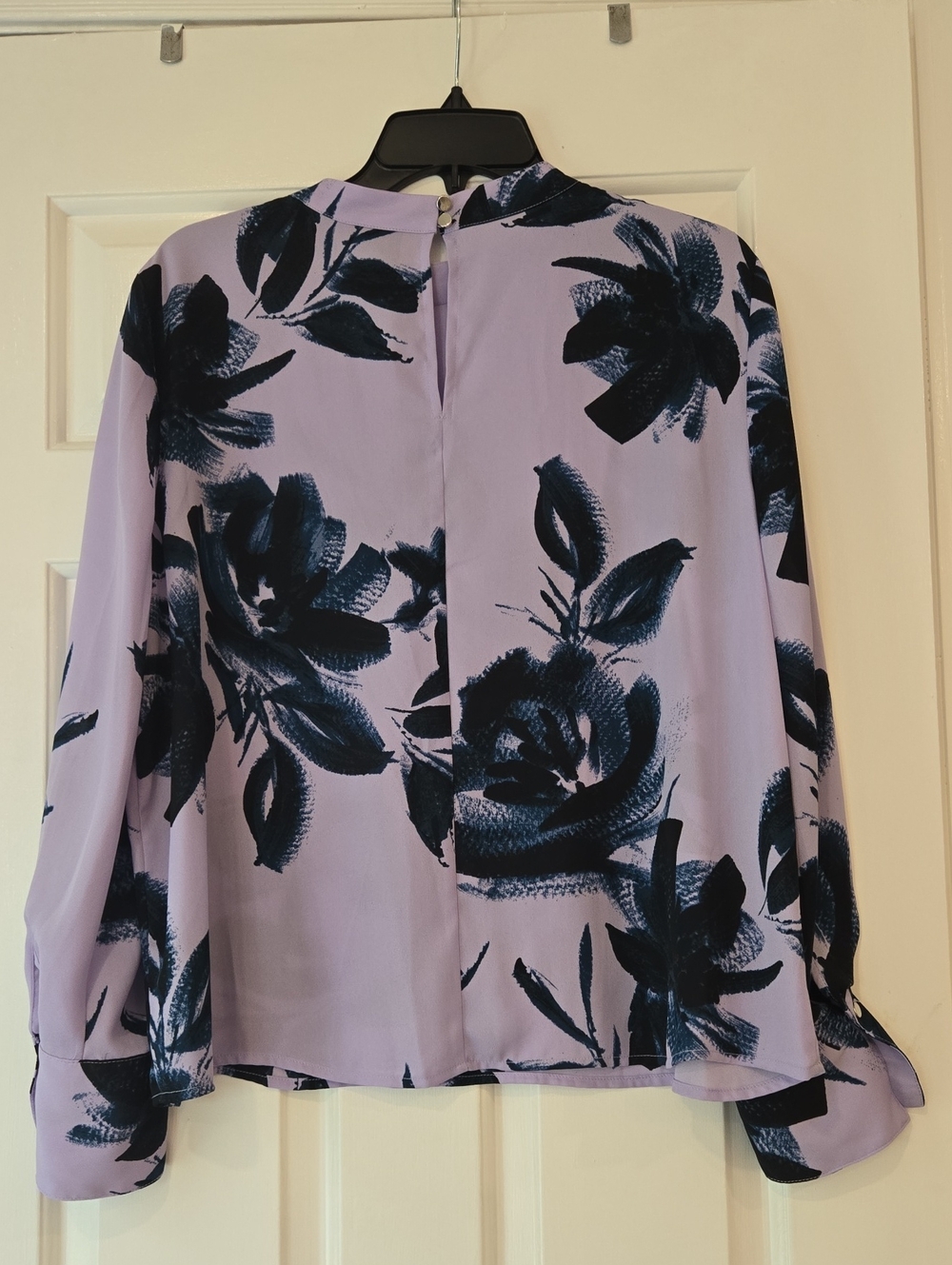 Worthington Petite Large Lavender Floral Blouse Women's Long Sleeve - Picture 8 of 13